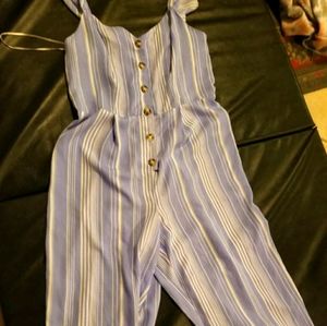 Blue and white jumpsuit